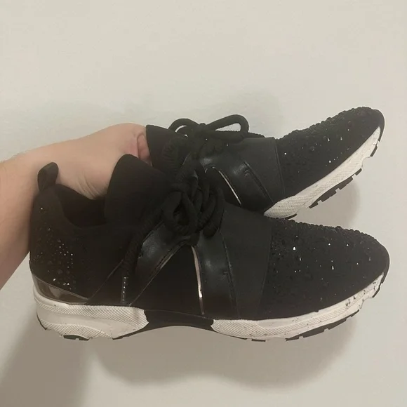 Carvela Lament Bling Embellished Women's Sneakers in Black Size 38.5 - Picture 9 of 9